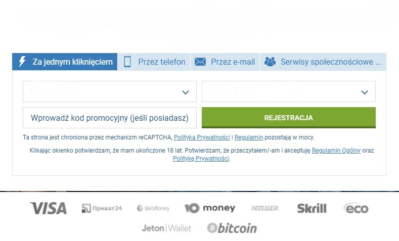 1xBet rejestracja 1 kliknięciem
